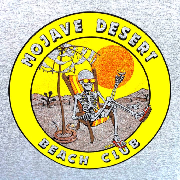 Mojave Desert Beach Club Vintage Gray Ladies Tee for wholesale by Sunset Desert Gear