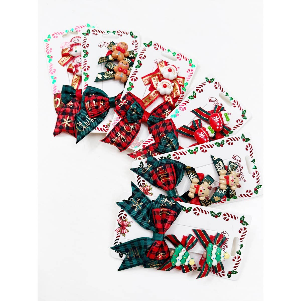 MIX COLOR Trio Christmas Theme Bow Clips for wholesale on Faire6