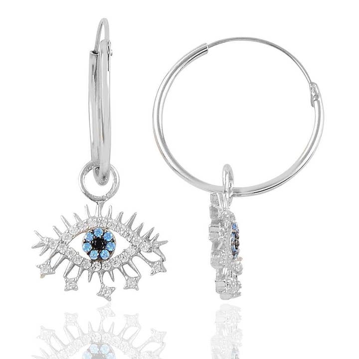 Evil Eye Ohrring Blue Eye Eyelash Ohrring aus Sterlingsilber für den Großhandel von Spero London