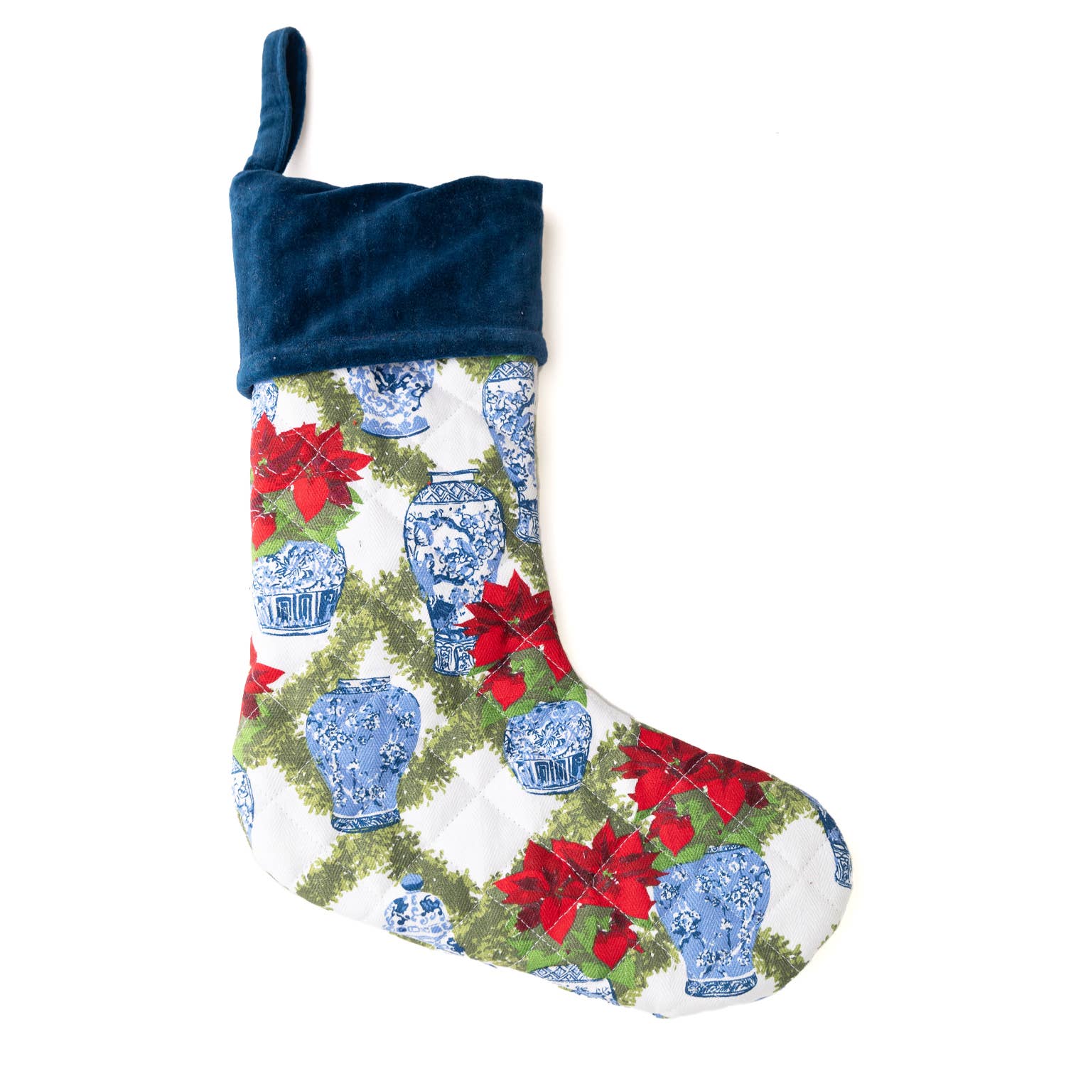 8 Oak Lane - Wholesale Holiday Stocking - Poinsettias Quilted Stocking1