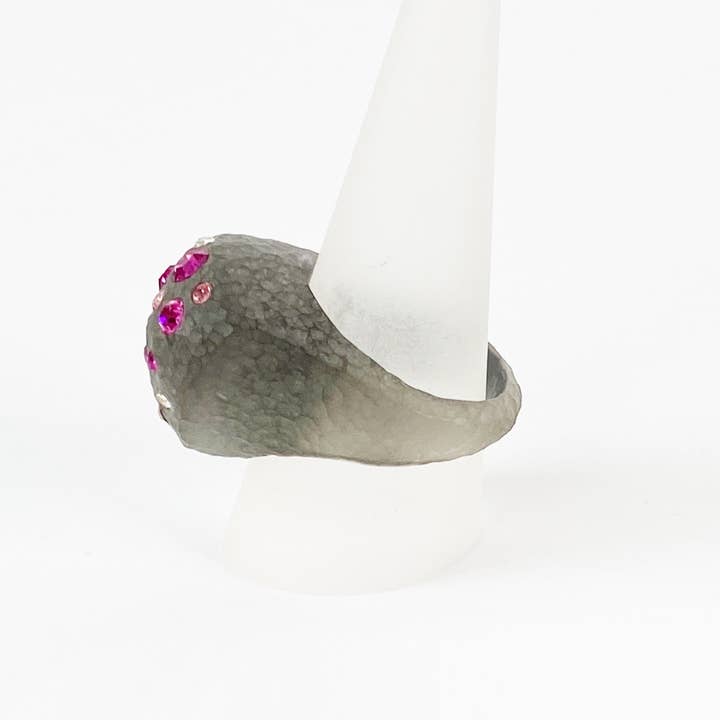 Gold & Honey - Wholesale Cocktail/Statement Ring - Colorful Swarovski Crystals Triangle Shield Ring in Black