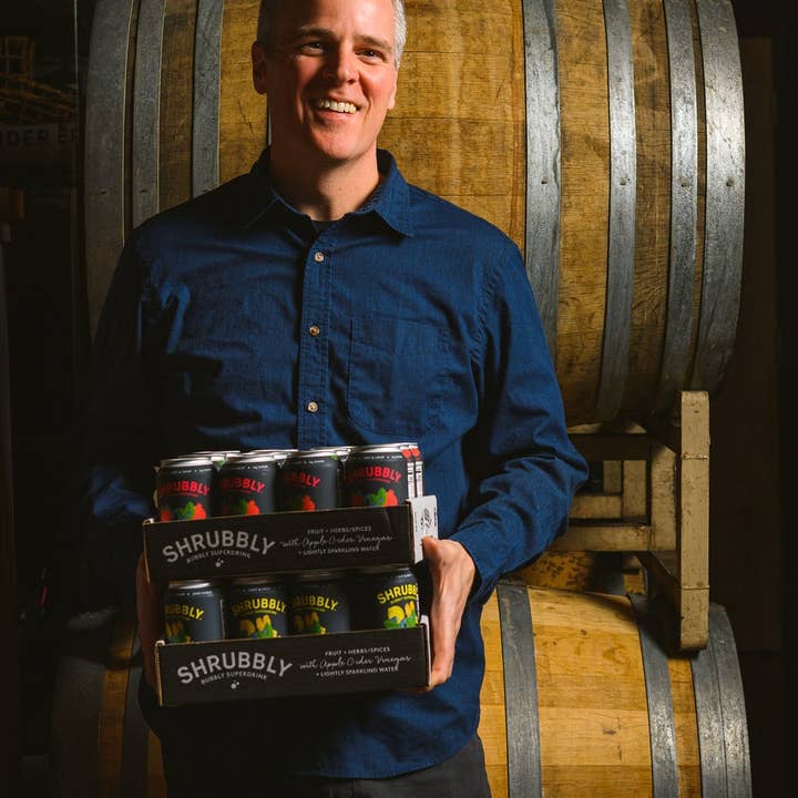 Shrubbly - Wholesale Sparkling Water - Sample 12-Pack of Lemon Ginger + Pomegranate Aronia Berry1