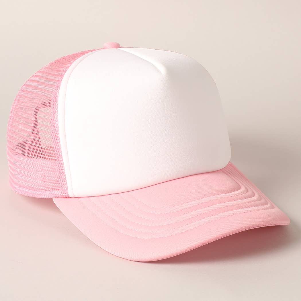 Fashion City - Wholesale Trucker Hat - Unisex - White Foam Front Colored Mesh Back Trucker Hat19