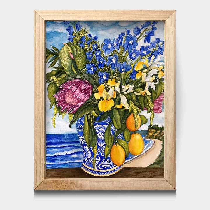 Lámina de acuarela Santa Barbara Dreamin de 11 x 14 pulgadas para venta al por mayor de Chloe Marie Hourdequin Designs