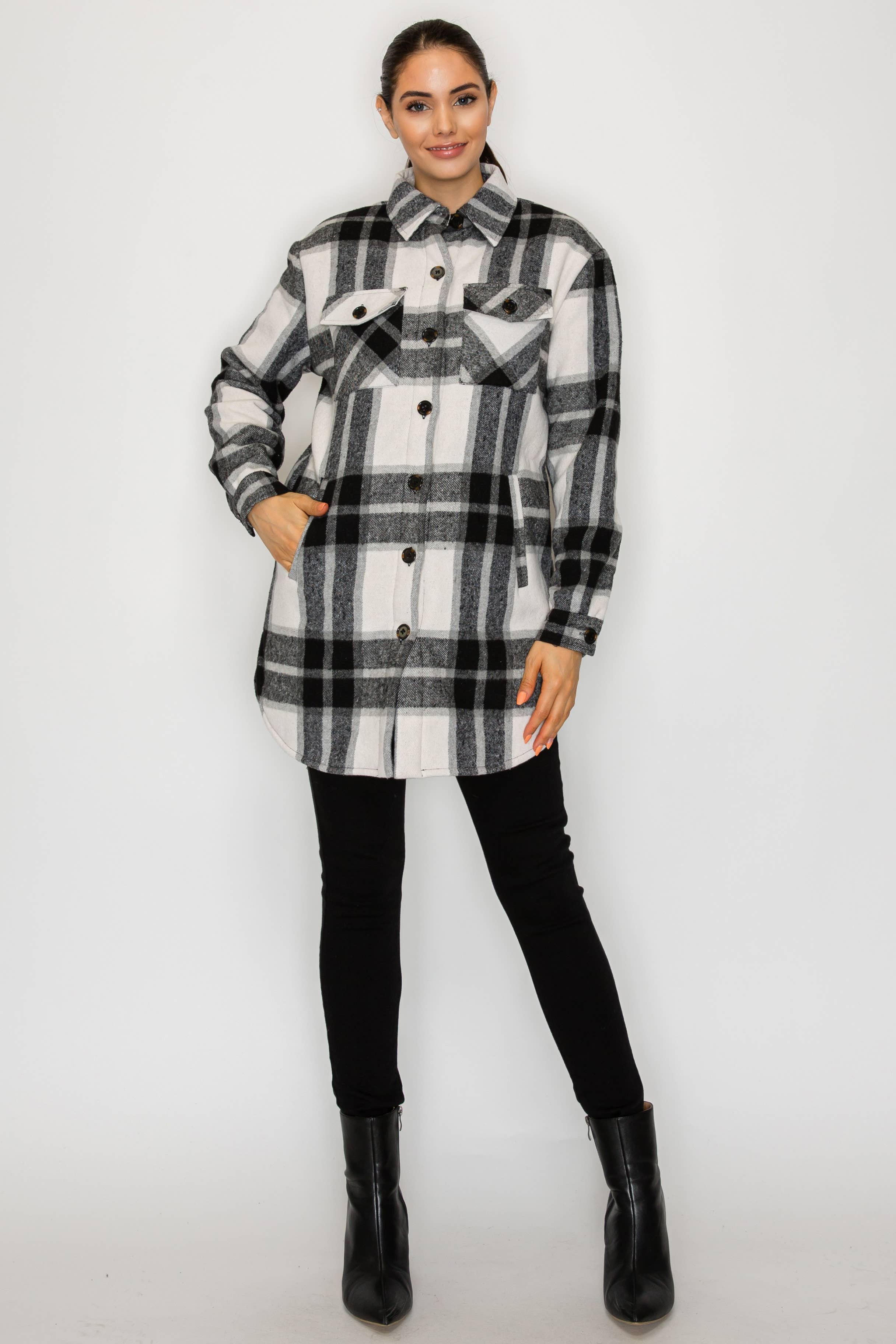 PATRONCITO USA INTERNATIONAL, INC - Wholesale Shirt Jacket/Shacket - Women's - Women Plaid Long Button Shirts Jackets (Shakets) LJ450-202514