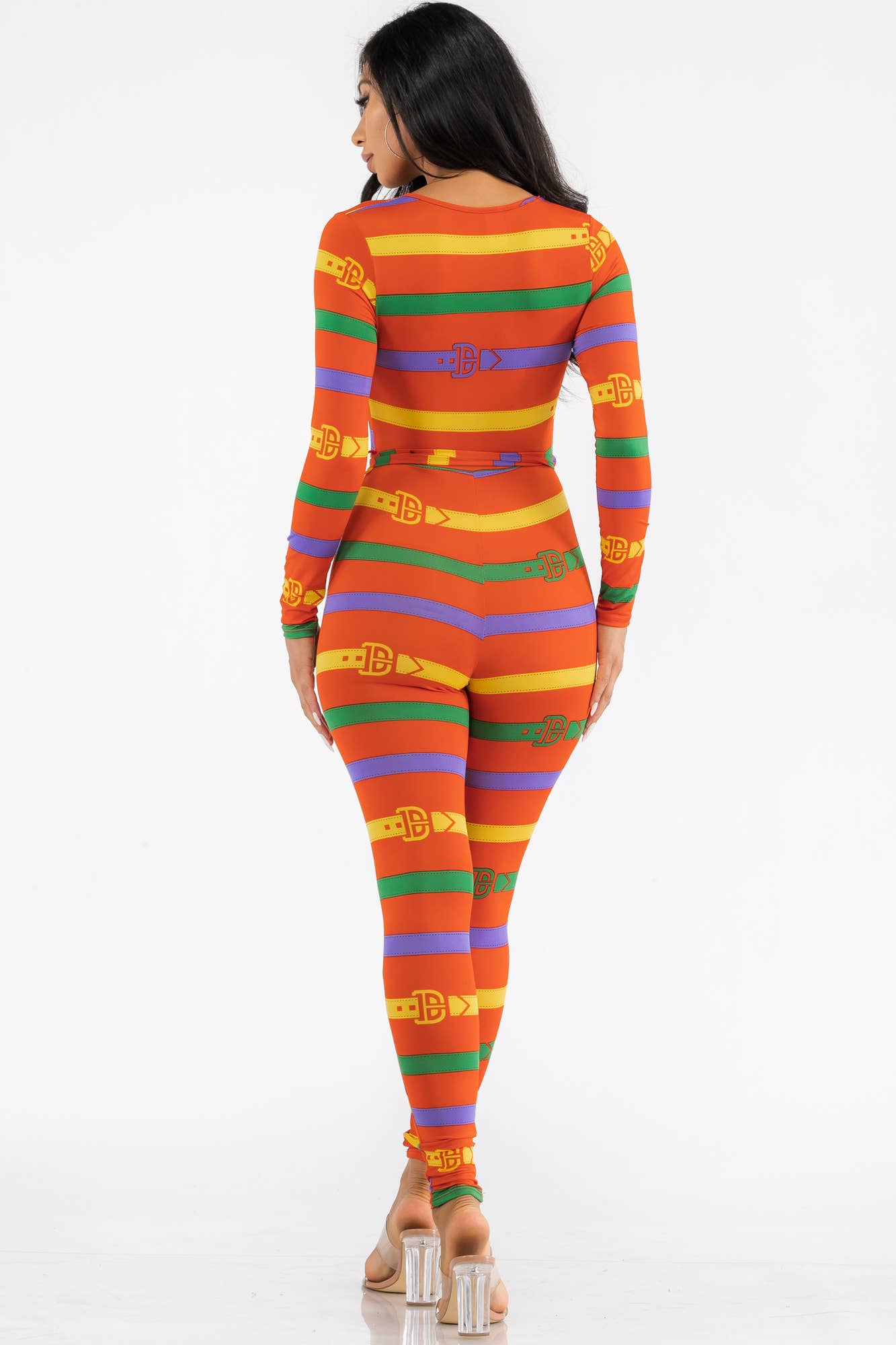 H&H Fashion Inc. - Vente Combinaison – femme - HH626R-BELT - Combinaison moulante à manches longues3