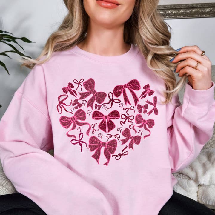 Heart Full Of Coquette Bows Valentines Day Sweatshirt for wholesale by Simply Spoken Apparel