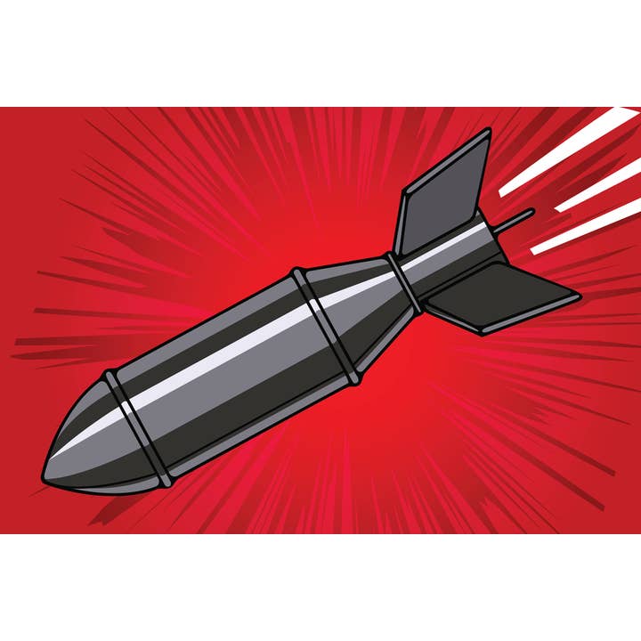 Atomic Bomb Cartoon Wall Art for wholesale by Gotham Gifts