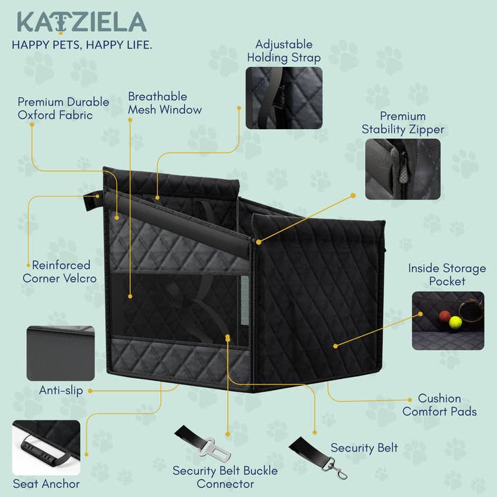 Katziela - Wholesale Pet Carrier - Dog - Katziela Single Dog Back Seat Cover Waterproof Quilted 2
