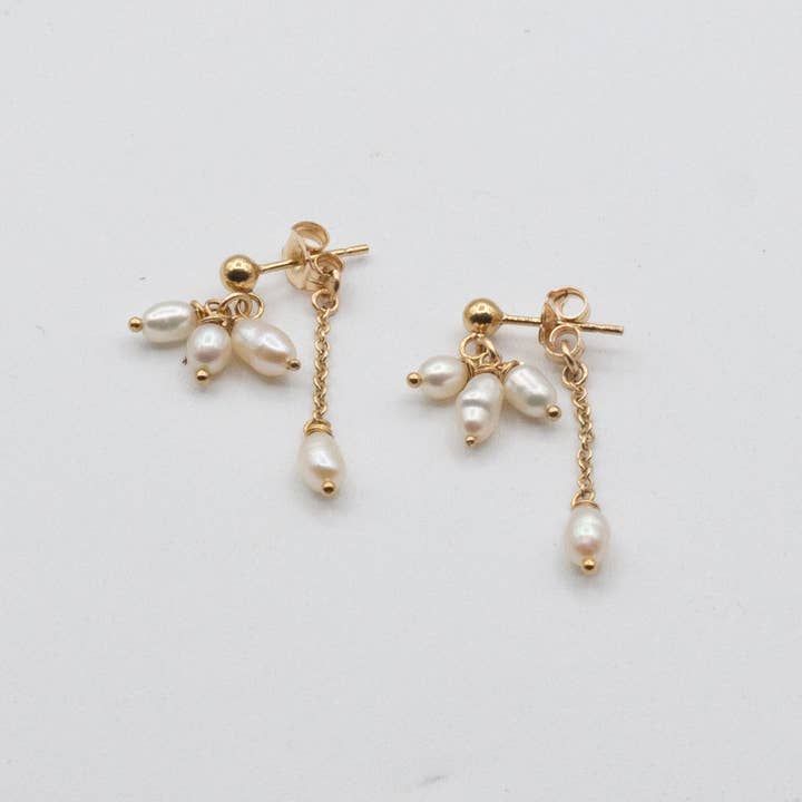 Trinity Pearl Front-Back Studs for wholesale by VIXIN Collection