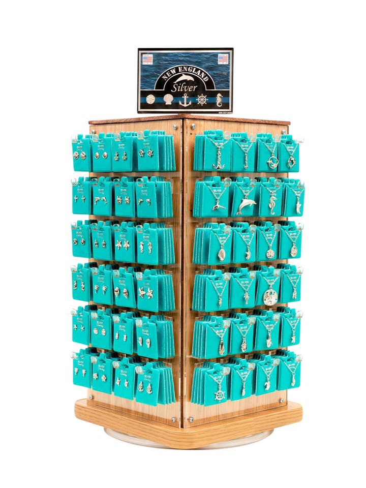 Træ- og akryl-bordpladedisplay for engroshandel hos New England Gold Inc.