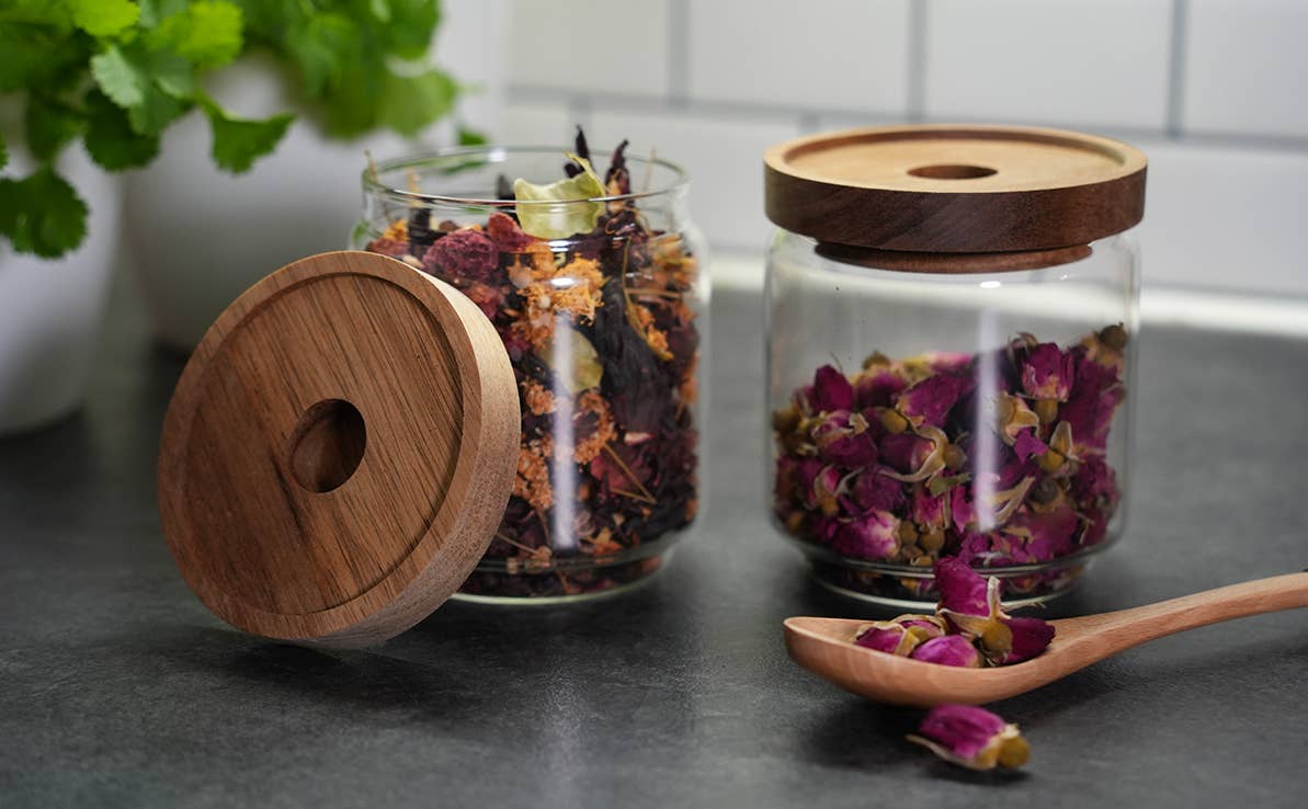 Teapro – wholesale Jar – Teapro Glass Jar with Acacia Wooden Lid 450ml