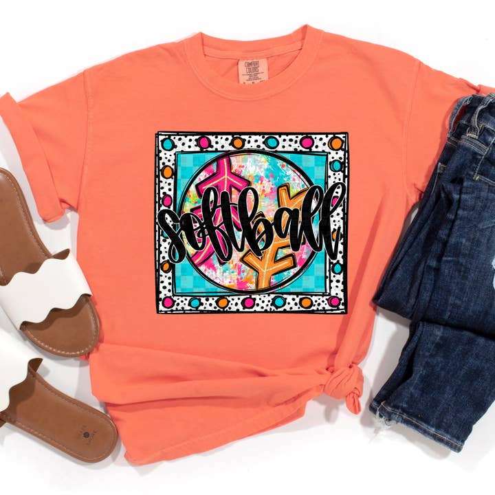 Flawless Transfers - Wholesale Sublimation Transfer - Softball Happy Chaos Dotty Frame #2039 DTF Transfer