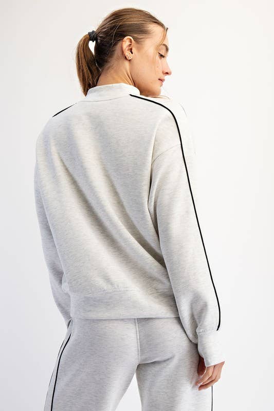 Sunday Morning - Vendita all'ingrosso Felpa - Donna - T540037-Top a Collo Alto in Modal Scuba con Due Righe a Contrasto18