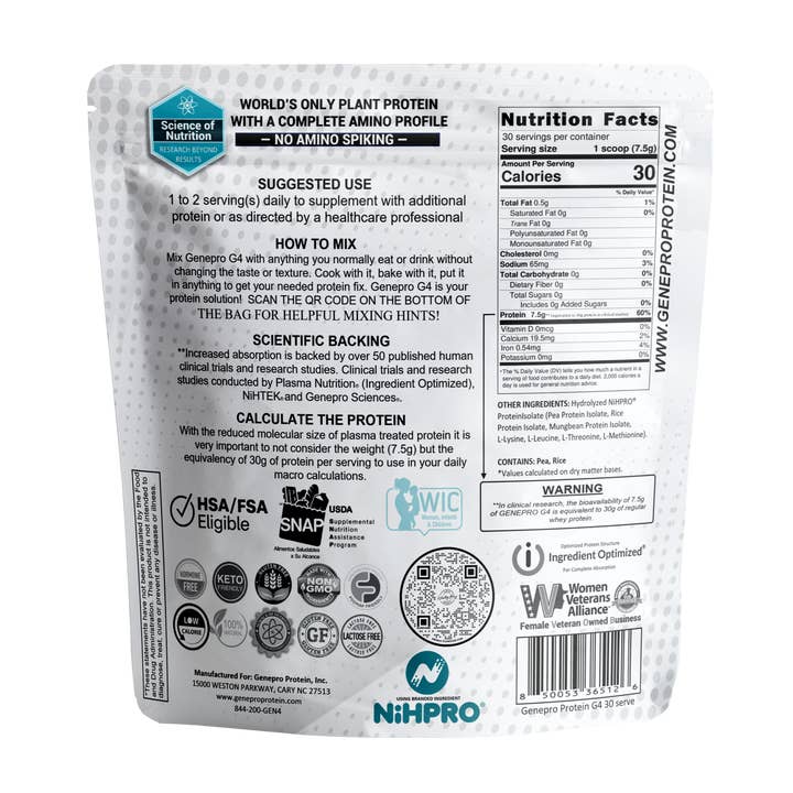 Genepro Protein, Inc. - Wholesale Protein/superfood powder - GENEPRO GENERATION 4 WHEY PROTEIN - 30 serving Unflavored