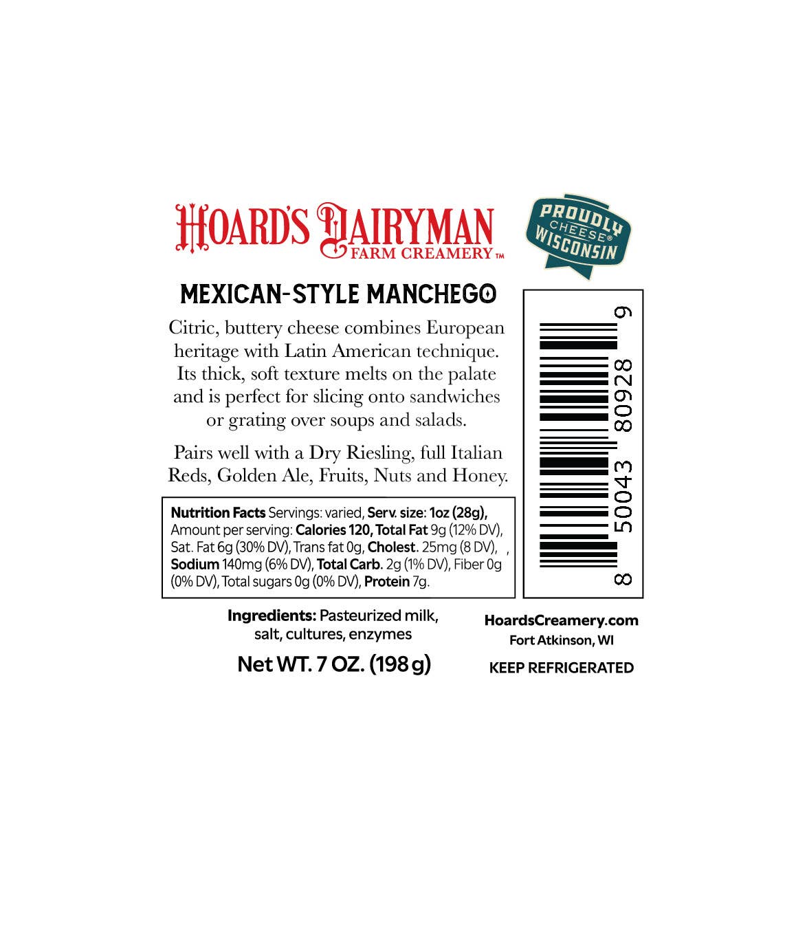 Hoard’s Dairyman Farm Creamery - Wholesale Cheese - Mexican Manchego - 12/7oz Retail Cuts3
