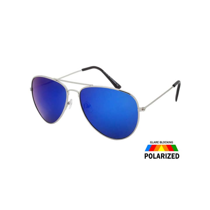 Shark Eyes, Inc - Wholesale Sunglasses - Unisex - Polarized Aviator Sunglasses Color Mirror Lens Assorted Look