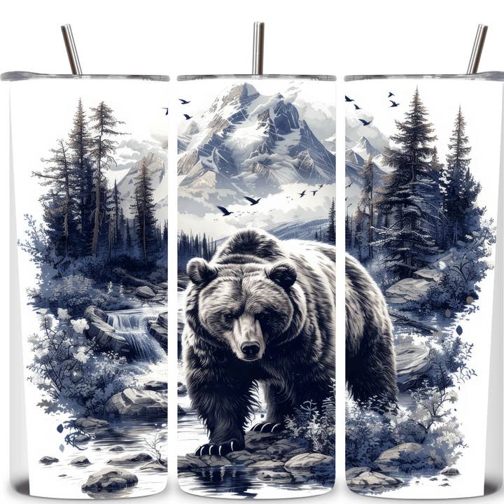 Alpha Printing 20oz Stainless-Steel Tumblers-Bear In The Woods Design for wholesale by Alpha Wholesale