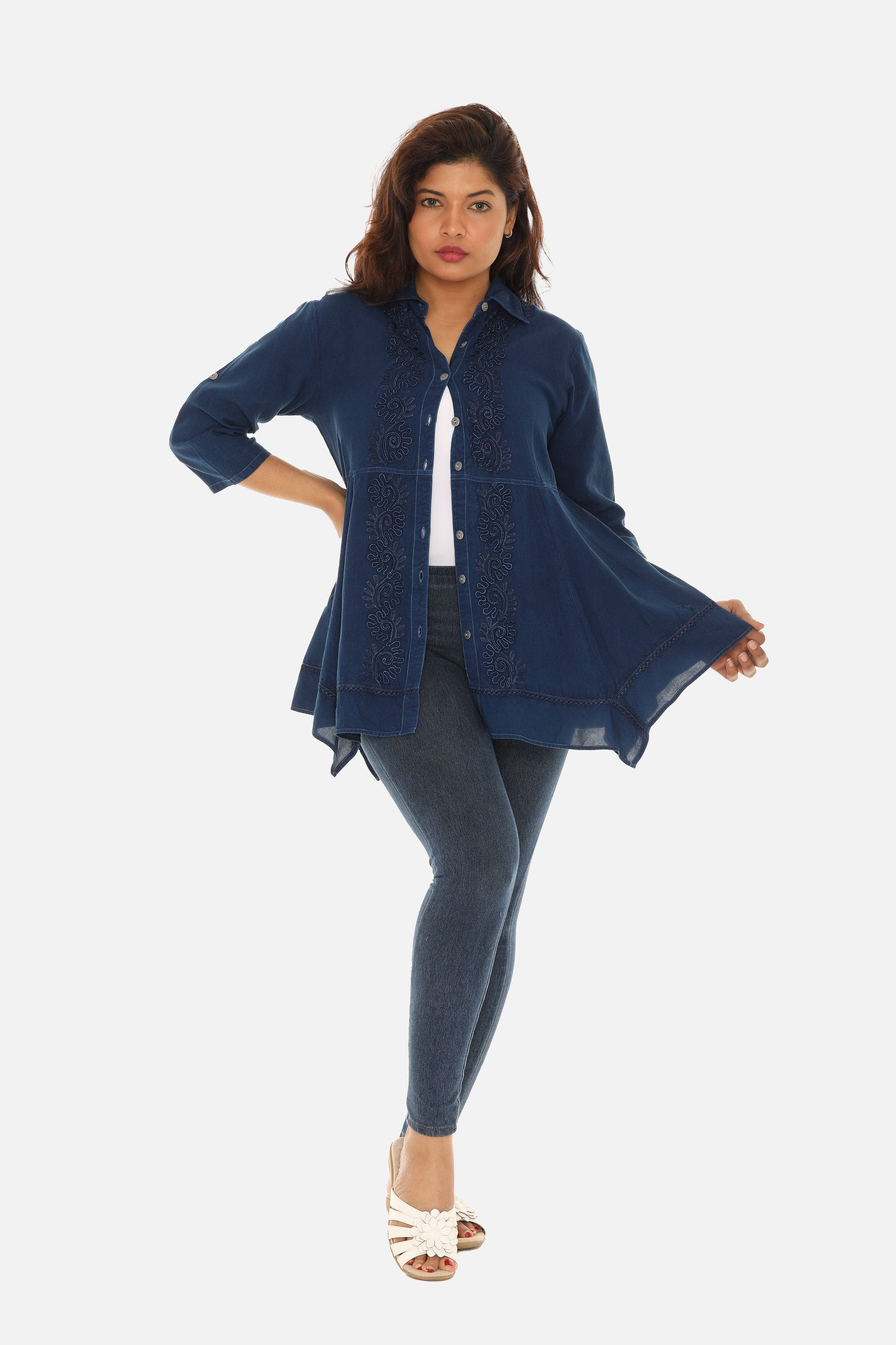 Shoreline Wear. INC – Engroshandel Tunika - Dame – Kvinder Buttton Down Broderi Tunika10