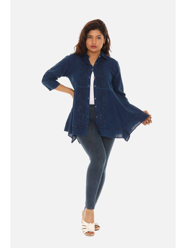 Shoreline Wear. INC – Engroshandel Tunika - Dame – Kvinder Buttton Down Broderi Tunika10