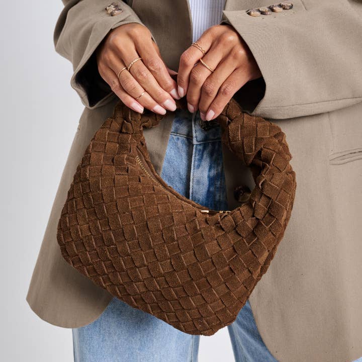 Moda Luxe - Wholesale Clutch Bag - Women's - Autumn Woven Genuine Suede Leather Clutch
