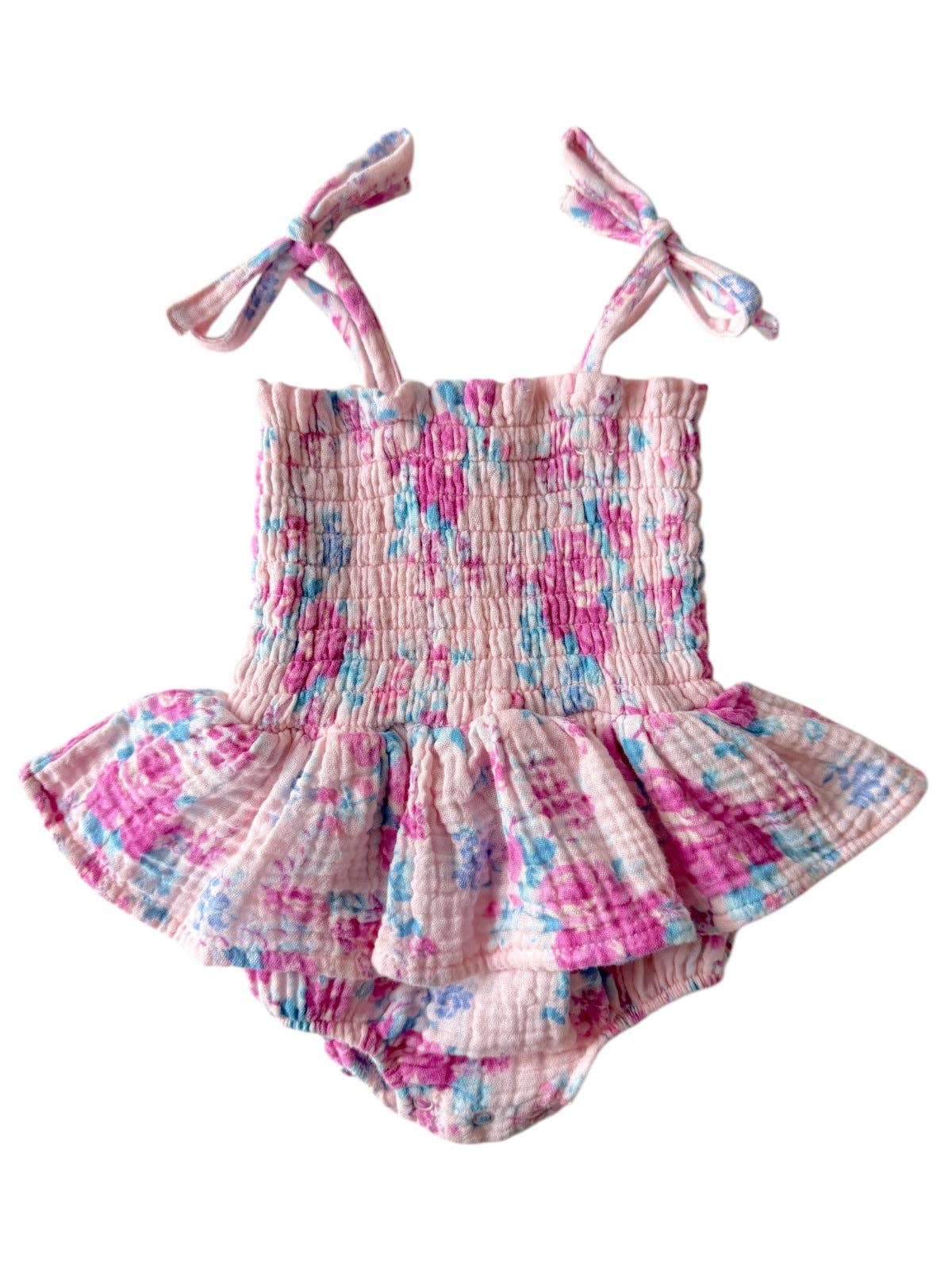 SpearmintLOVE – wholesale Overall - Baby – Muslin Smockad Bubbel med Kjol, Trädgårdshemligheter1