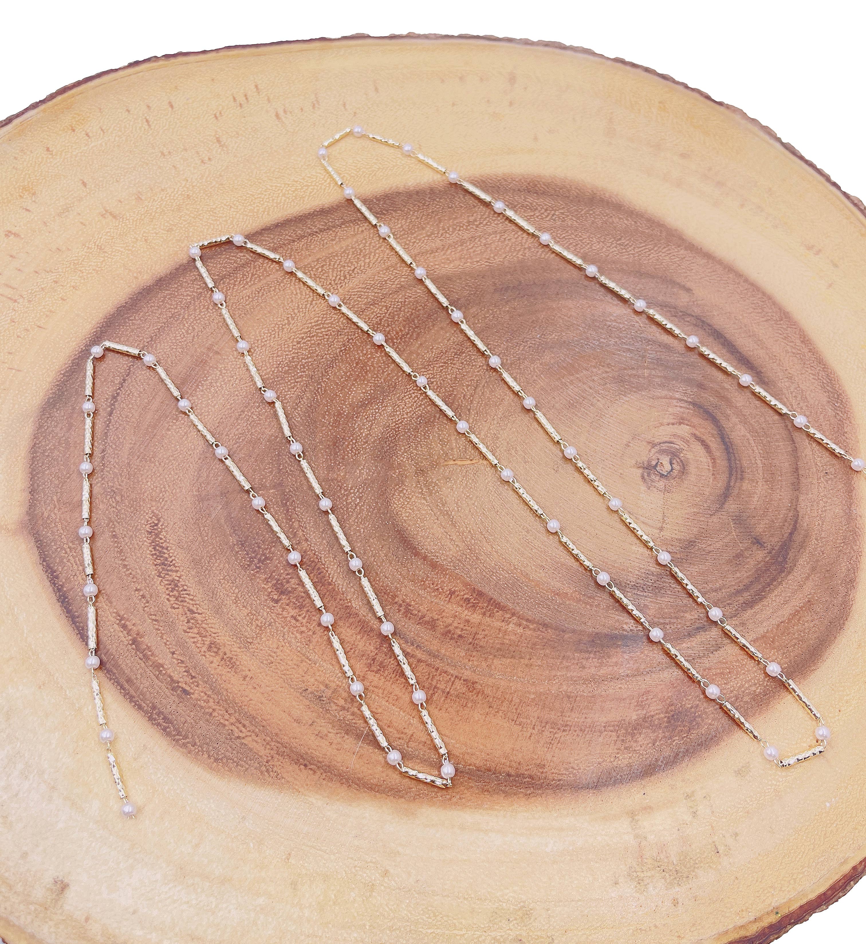 Beads Creation – wholesale Beads – White Pearl Heart Chain, MOP Pearl Chain by Foot, CH2965