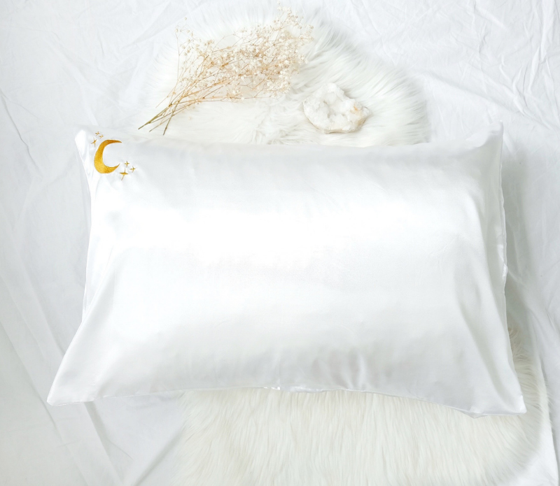Goddess Provisions - Wholesale Bedding Pillowcase/Sham - Crystal Dreams Pillowcase, Cosmic Sleep Moon Pink Vegan Silk5