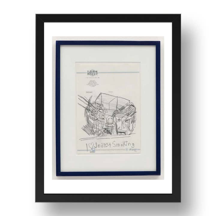 Martin Kippenberger: Untitled (2), modernist artwork, A3 Size Reproduction Poster Print in 17x13" Black Frame for wholesale by PERIOD PRINTS