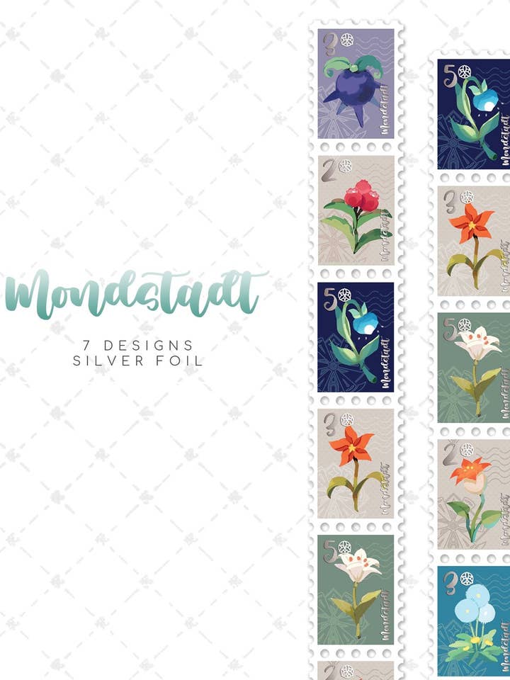 Flora di Mondstadt (Francobollo) Nastro Washi Giapponese in Foglia 2,5cm x 5m per la vendita all'ingrosso da parte di HideawayMelon