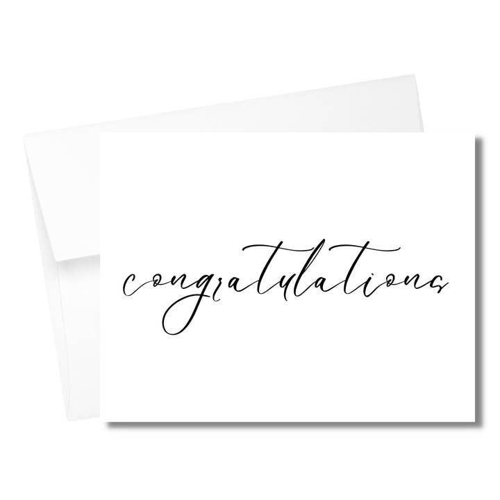 Black & White Script lykønskningskort - Tillykke for engroshandel hos Western Fancies