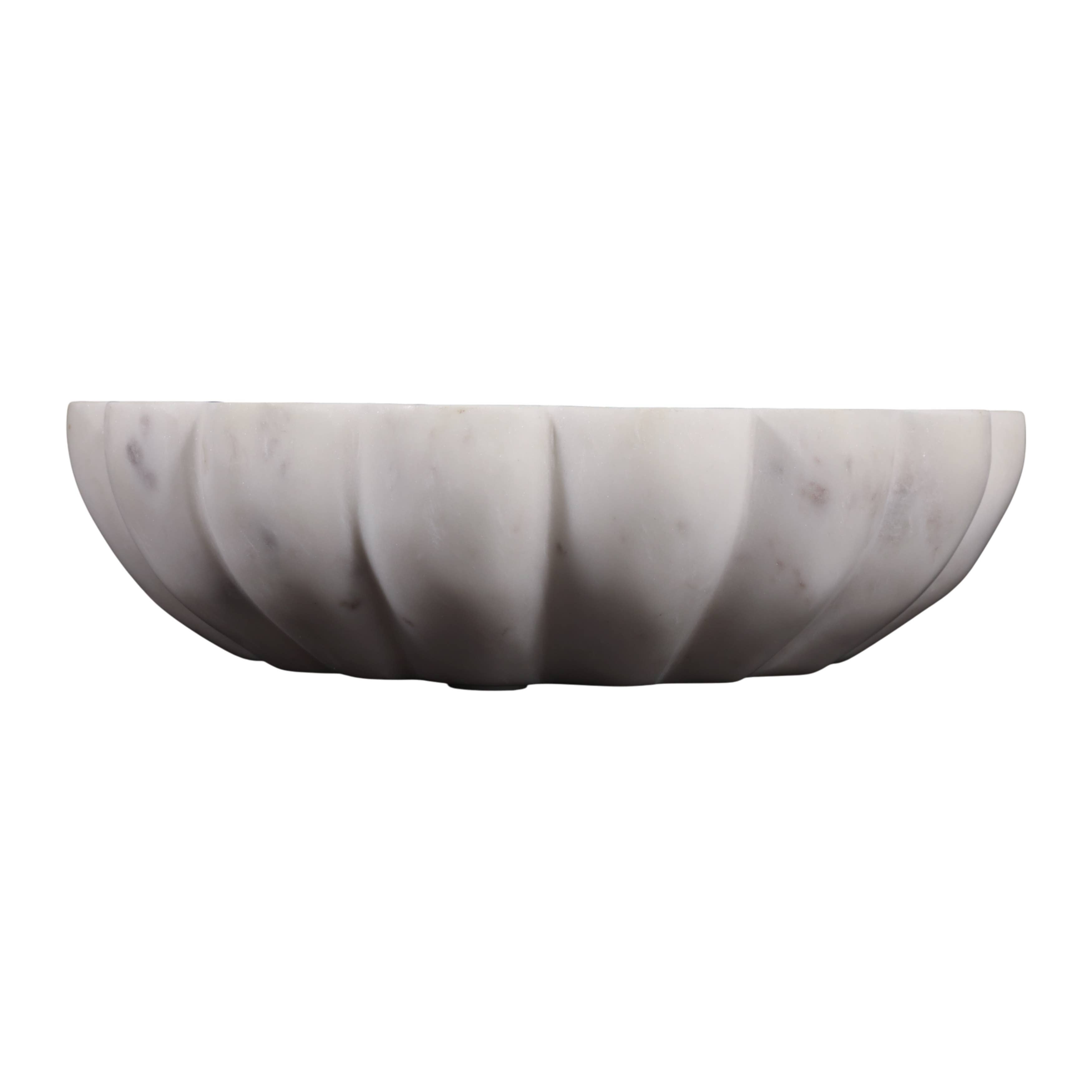Sagebrook Home - Wholesale Decorative Plate/Dish/Bowl - Decorative Bowl - White Marble Veined Shell Shaped, 12 in.7
