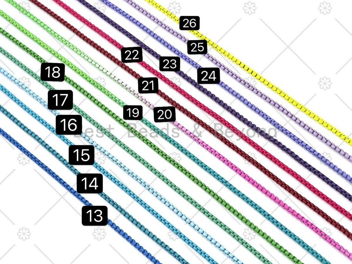 BestBeads&Beyond - Wholesale Link & Chain Necklace - 26 COLORS!!! Enamel Box Chain/Necklace, Enamel Pop Chain Necklaces, Colored Metal Necklace, Wholesale Enamel Chain,3mm,sku#M3981