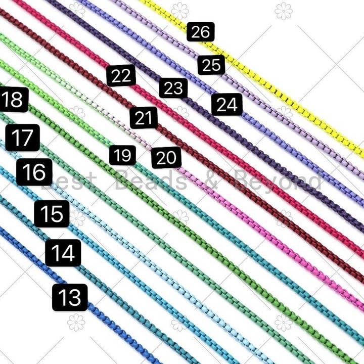 BestBeads&Beyond - Wholesale Schakelketting - 26 KLEUREN!!! Emaille doos ketting/ketting, Emaille Pop Ketting Kettingen, Gekleurde metalen ketting, Groothandel emaille ketting, 3mm, sku #M3981