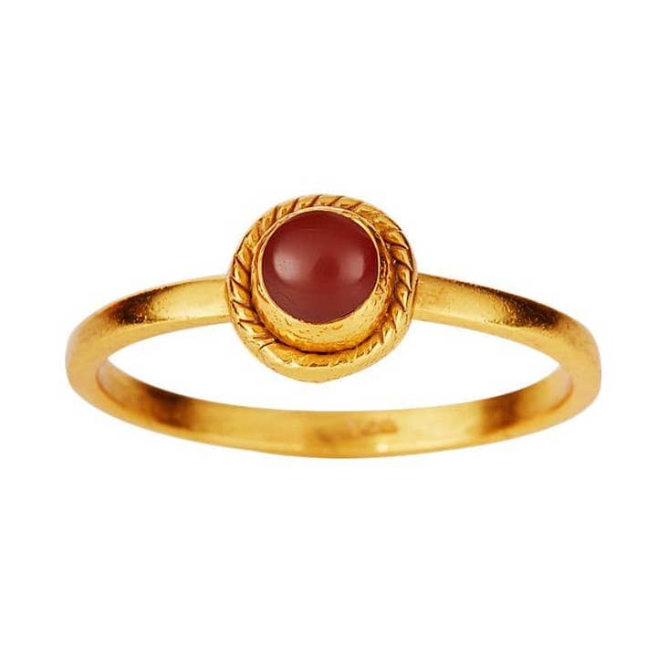 Anello intrecciato placcato oro con onice rossa per la vendita all'ingrosso da parte di Juulry