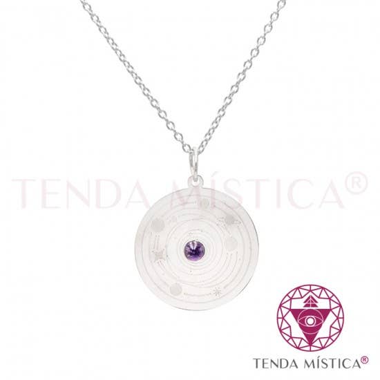 Solar System Steel Amethyst Necklace for wholesale by Tenda Mística