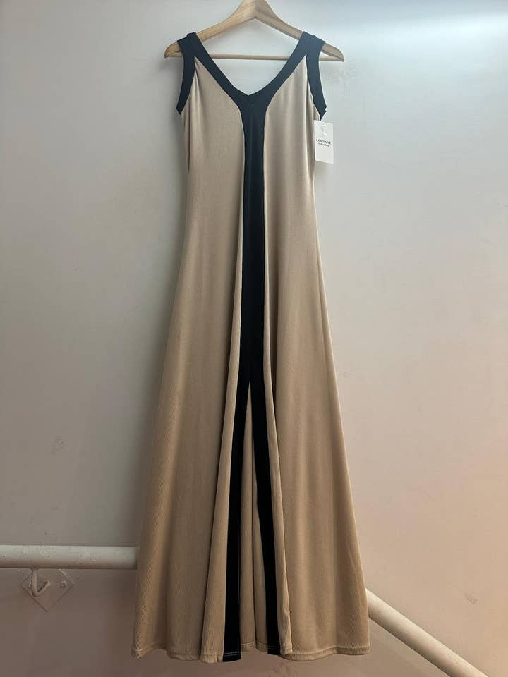 LORIANE - Vendita all'ingrosso Vestito - Donna - 9655 Abito lungo bicolore con spalline7