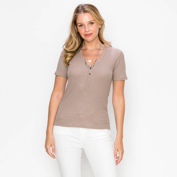 BABY TERMISK KORTÆRMET V-HALS HENLEY - STEN for engroshandel hos Coin 1804