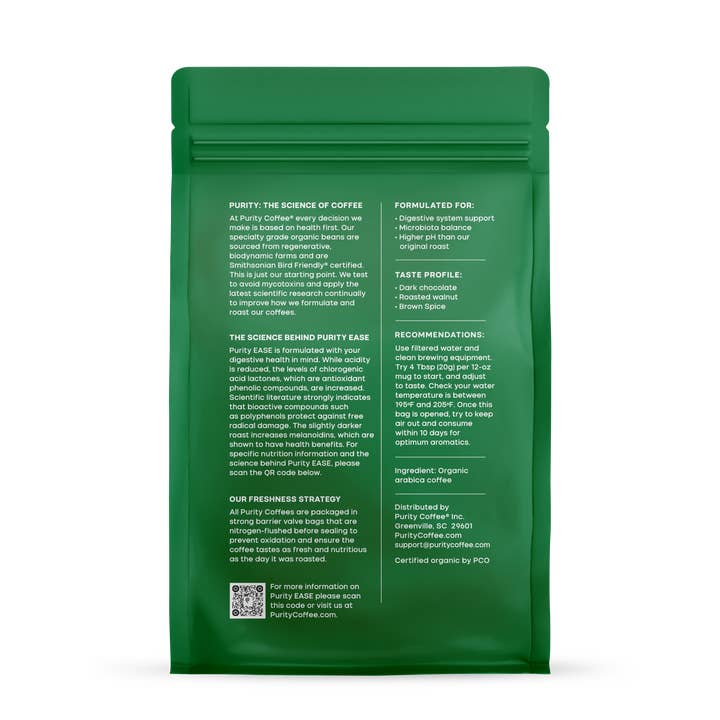 Purity Coffee - Wholesale Ground Coffee - EASE: Dark Roast *Ground* Coffee - 12oz Bag