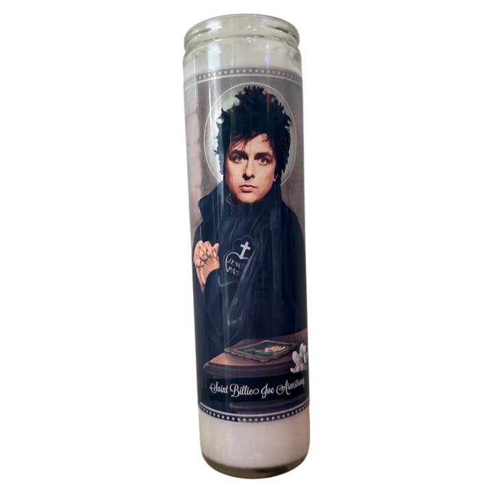 Billie Joe Armstrong Devotional Prayer Saint Candle for wholesale by The Luminary and Co.