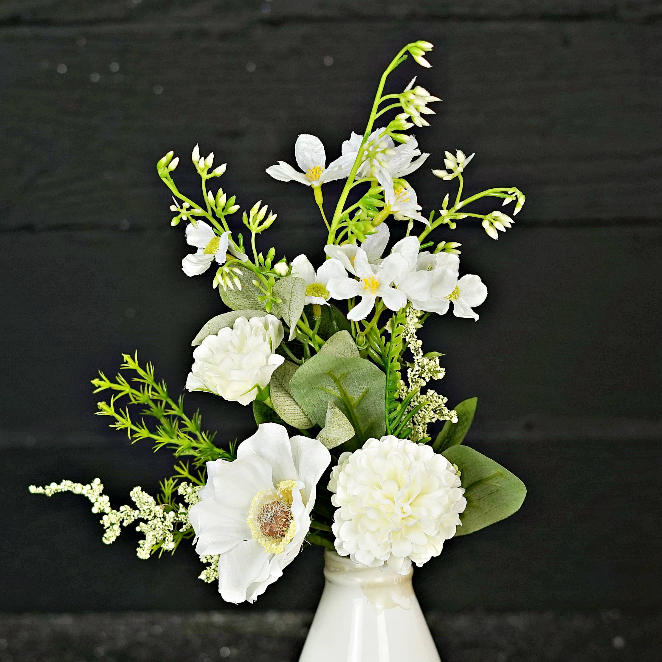 Holiday Depot Inc. - Wholesale Artificial Flowers - 35261- 16in Bush-White Anemone with Carnations-7