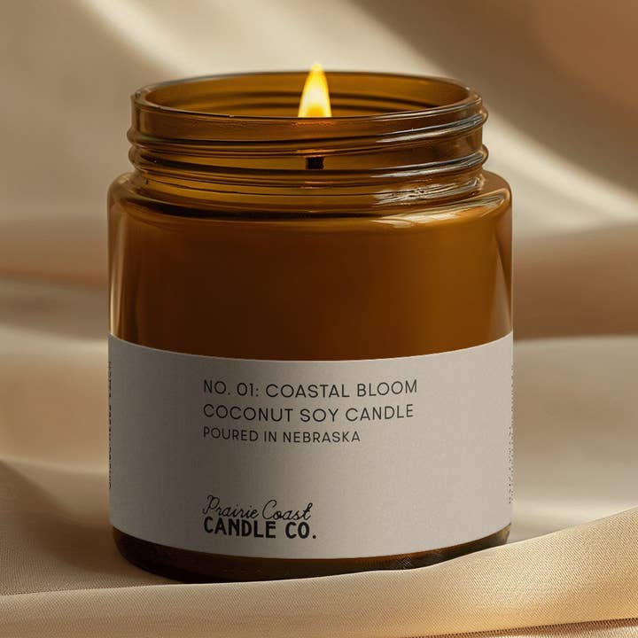 No. 01: Coastal Bloom- Coconut Soy Candle for wholesale by Prairie Coast Candle Co.