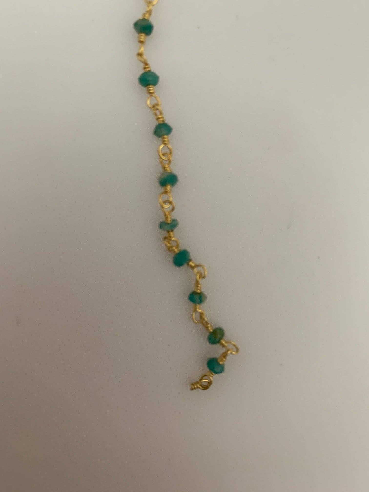 Purity Beads - Wholesale Beaded/Pearl Necklace - Amazonite Gold Plated Rosary Beaded Chain, Gemstone Chain, Natural Gemstone chain, Anti-Tarnish Finished chain. 1 Foot.4