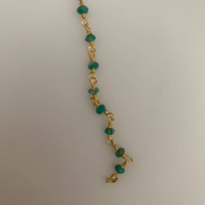 Purity Beads - Wholesale Beaded/Pearl Necklace - Amazonite Gold Plated Rosary Beaded Chain, Gemstone Chain, Natural Gemstone chain, Anti-Tarnish Finished chain. 1 Foot.4