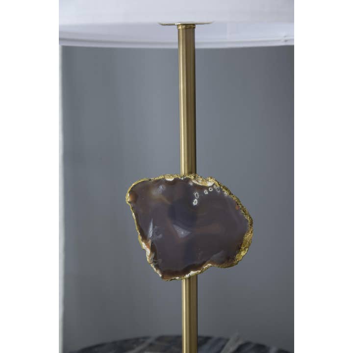 A&B Home Group Inc. - Wholesale Accent/desk lamp - D14x25" Gold Table Lamp w/ Agate Slice and White Drum Shade3