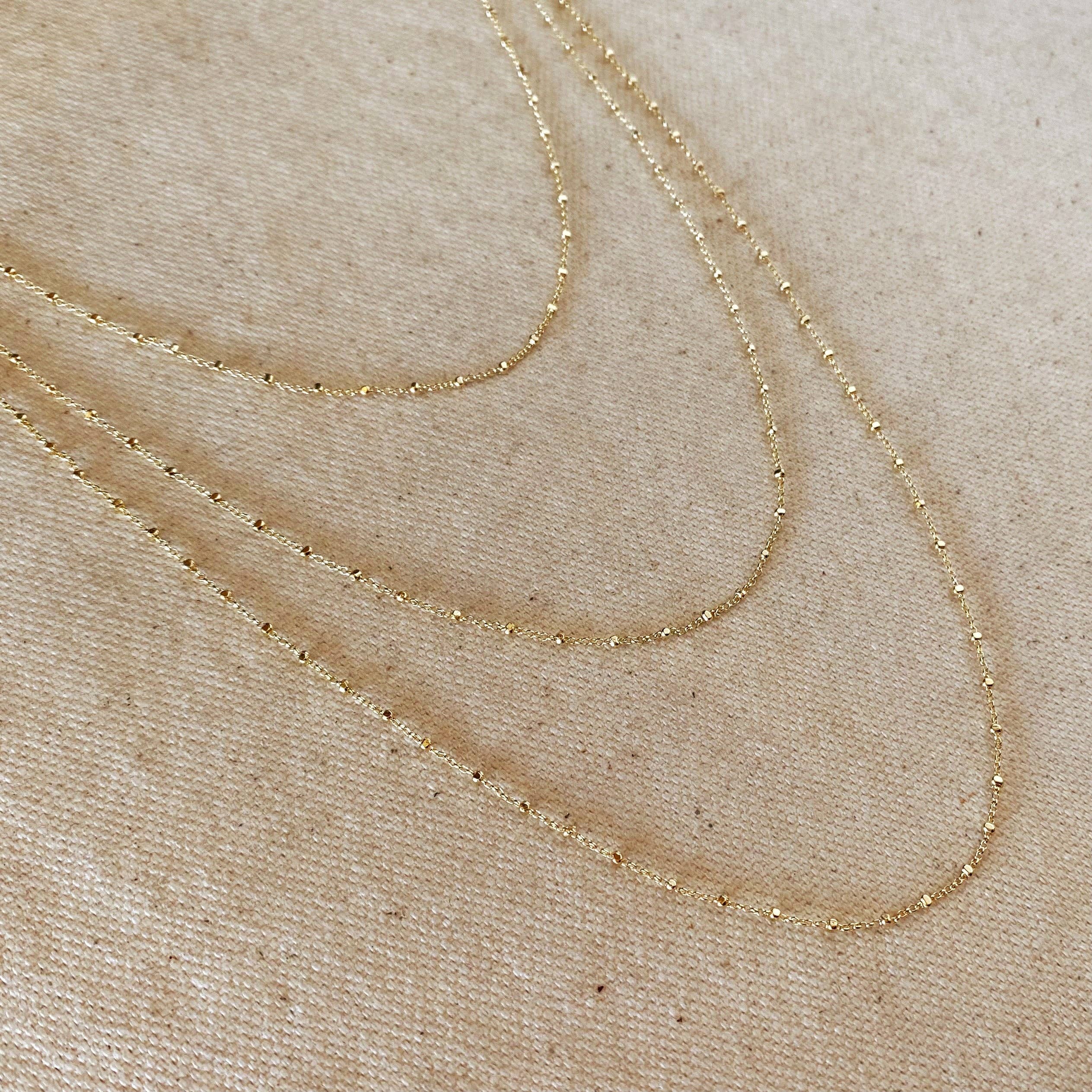 GoldFi - Vente Collier de perles - Chaîne perlée espacée 1 mm en or rempli 18 carats2