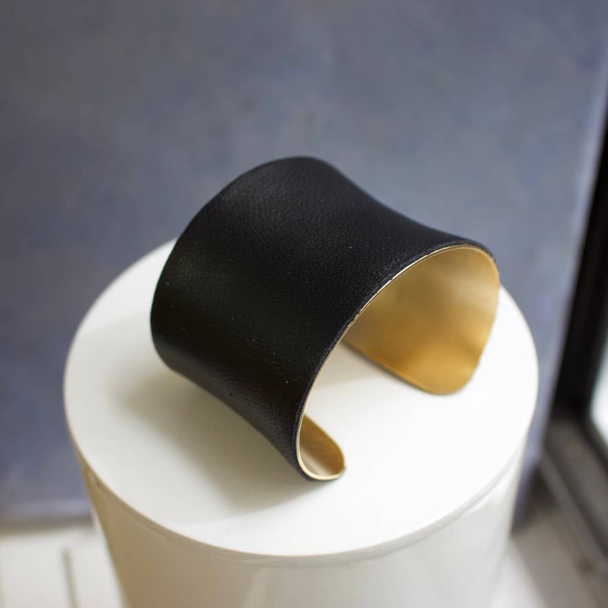 a.v. max - Wholesale Cuff Bracelet - Leather Wrapped Concave Cuff|SAMPLE SALE24