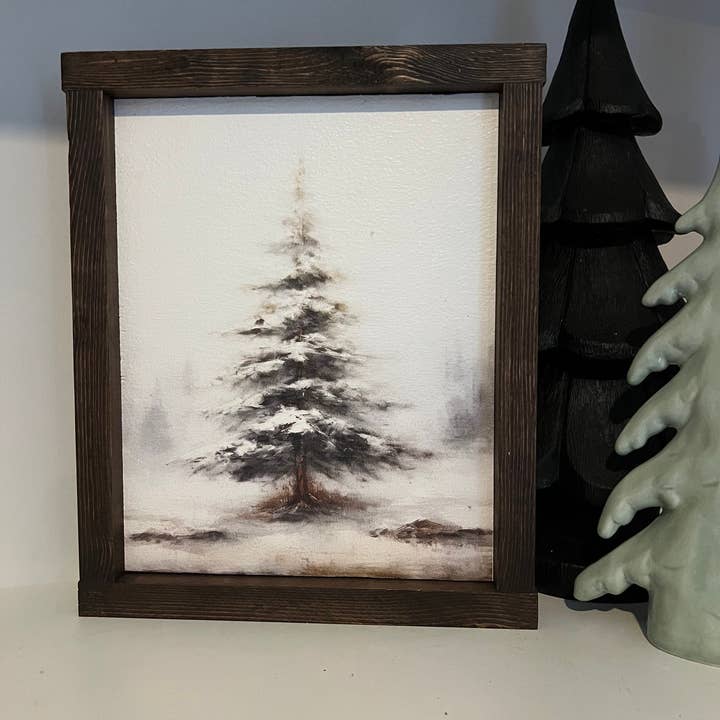 snow capped tree landscape art wood sign for wholesale by This Phrase of Life