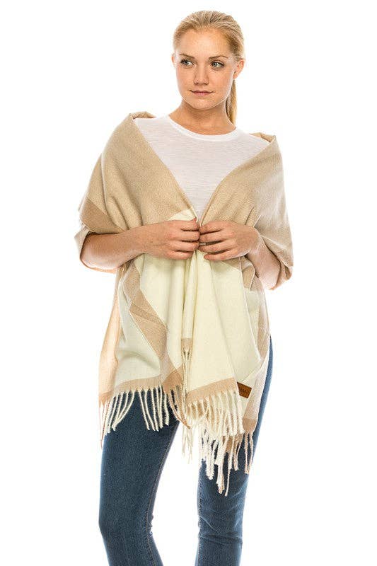 TAPA fashion – wholesale Scarf – Women's – Two Tone Cashmere Feel Block Pattern Scarves SCF6560 (12PC)3