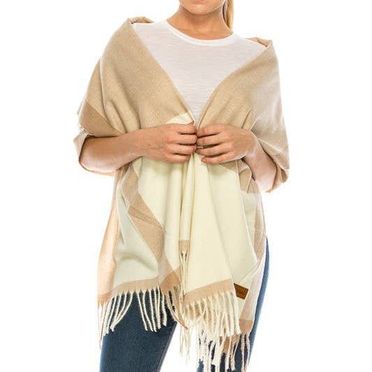 TAPA fashion – wholesale Scarf – Women's – Two Tone Cashmere Feel Block Pattern Scarves SCF6560 (12PC)3